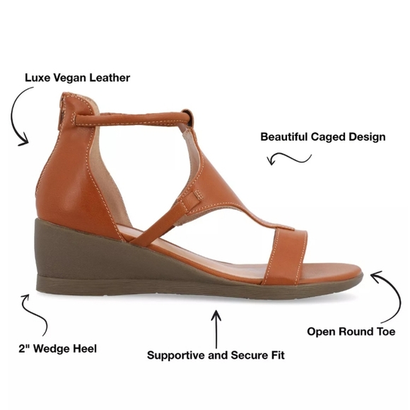 Journee Collection Trayle Sandal Wedge Brown 6.5 WIDE - Picture 6 of 11